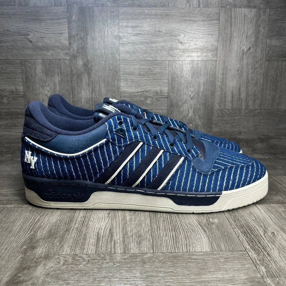 Adidas Rivalry Low 86 Mens 19 Navy Blue Pinstripe NY Streetwear Suede NEW IE7183